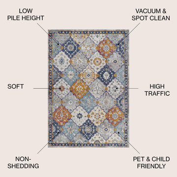 Kirman Bohemian Medallion  Area Rug